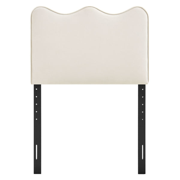 Modway Furniture Athena Scalloped Velvet Twin Headboard with Foam Padding for Modern Bedrooms Alabaster MOD-7288-ALA
