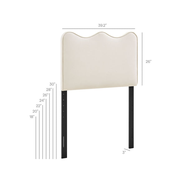 Modway Furniture Athena Scalloped Velvet Twin Headboard with Foam Padding for Modern Bedrooms Alabaster MOD-7288-ALA
