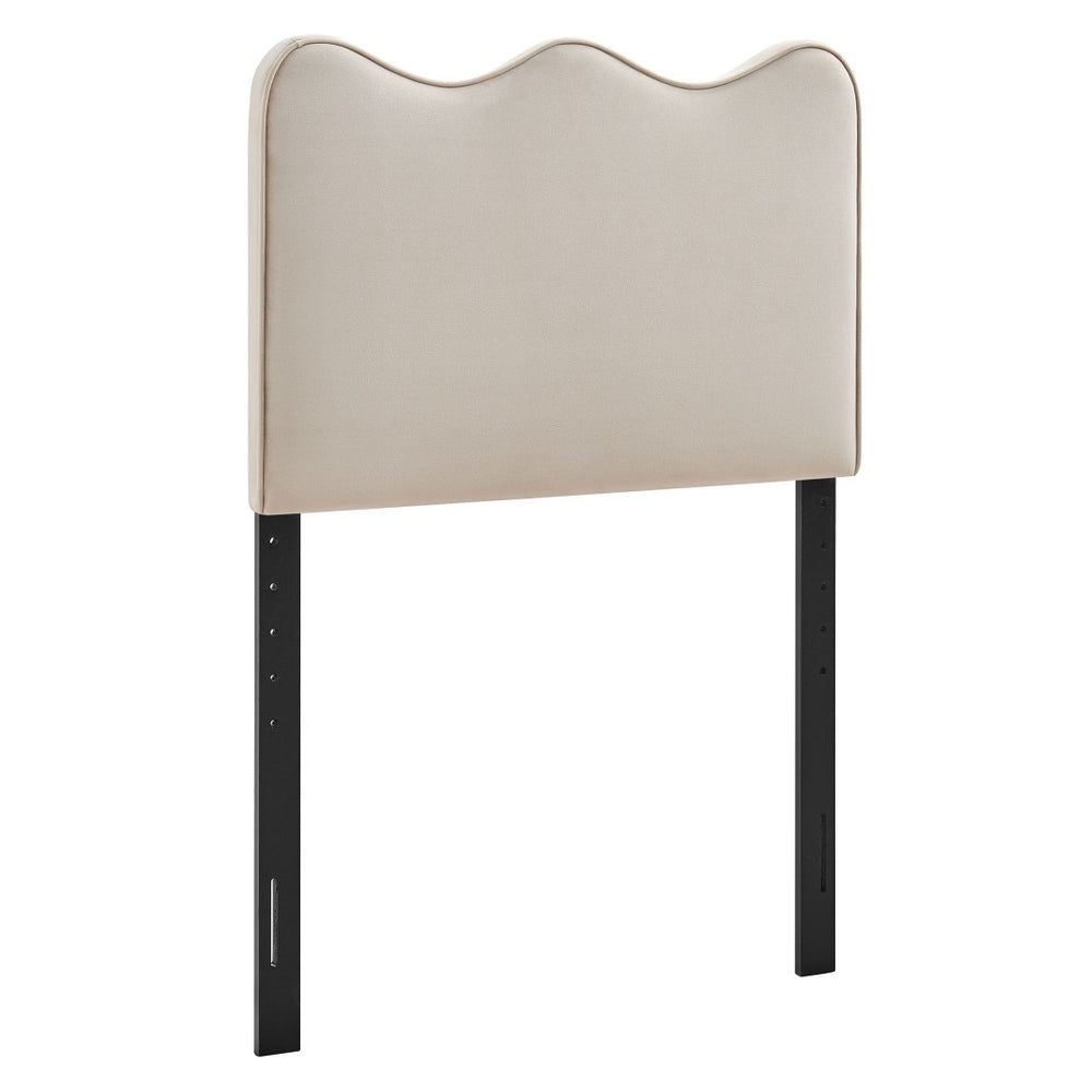 Modway Furniture Athena Scalloped Velvet Twin Headboard with Foam Padding for Modern Bedrooms Almond MOD-7288-ALM