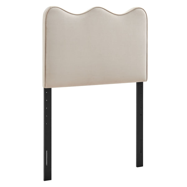 Modway Furniture Athena Scalloped Velvet Twin Headboard with Foam Padding for Modern Bedrooms Almond MOD-7288-ALM