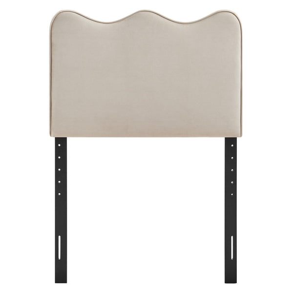 Modway Furniture Athena Scalloped Velvet Twin Headboard with Foam Padding for Modern Bedrooms Almond MOD-7288-ALM