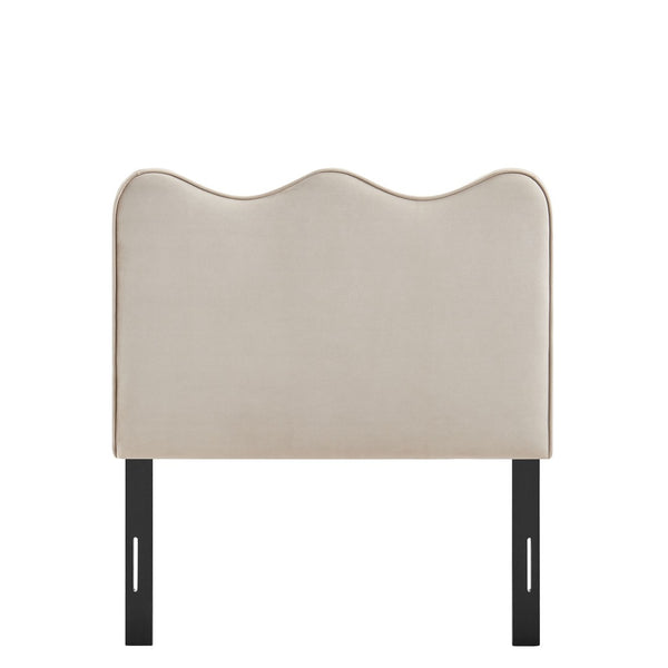 Modway Furniture Athena Scalloped Velvet Twin Headboard with Foam Padding for Modern Bedrooms Almond MOD-7288-ALM