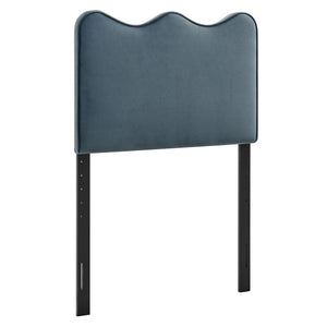 Modway Furniture Athena Scalloped Velvet Twin Headboard with Foam Padding for Modern Bedrooms Cadet Blue MOD-7288-CAB