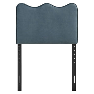 Modway Furniture Athena Scalloped Velvet Twin Headboard with Foam Padding for Modern Bedrooms Cadet Blue MOD-7288-CAB