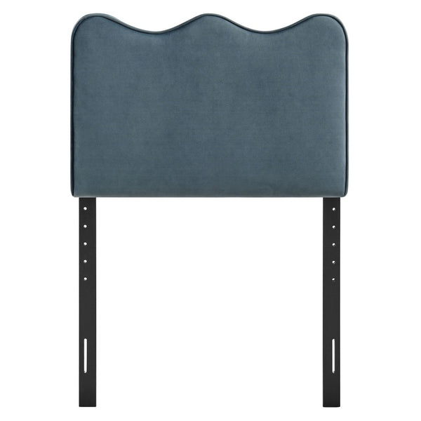 Modway Furniture Athena Scalloped Velvet Twin Headboard with Foam Padding for Modern Bedrooms Cadet Blue MOD-7288-CAB