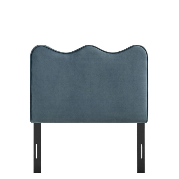 Modway Furniture Athena Scalloped Velvet Twin Headboard with Foam Padding for Modern Bedrooms Cadet Blue MOD-7288-CAB