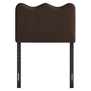 Modway Furniture Athena Scalloped Velvet Twin Headboard with Foam Padding for Modern Bedrooms Chocolate Brown MOD-7288-CHB