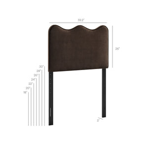 Modway Furniture Athena Scalloped Velvet Twin Headboard with Foam Padding for Modern Bedrooms Chocolate Brown MOD-7288-CHB