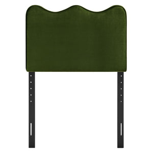 Modway Furniture Athena Scalloped Velvet Twin Headboard with Foam Padding for Modern Bedrooms Moss Green MOD-7288-MOG