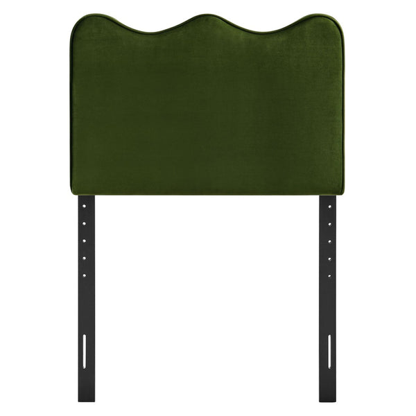 Modway Furniture Athena Scalloped Velvet Twin Headboard with Foam Padding for Modern Bedrooms Moss Green MOD-7288-MOG