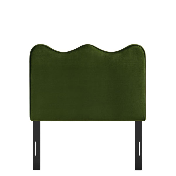 Modway Furniture Athena Scalloped Velvet Twin Headboard with Foam Padding for Modern Bedrooms Moss Green MOD-7288-MOG
