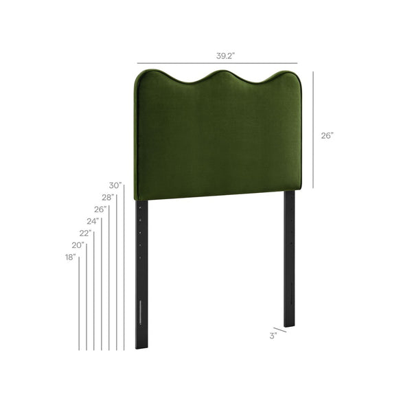 Modway Furniture Athena Scalloped Velvet Twin Headboard with Foam Padding for Modern Bedrooms Moss Green MOD-7288-MOG