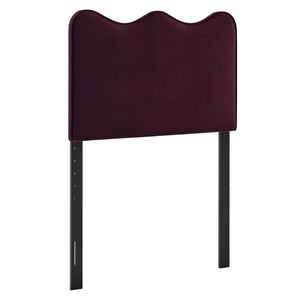 Modway Furniture Athena Scalloped Velvet Twin Headboard with Foam Padding for Modern Bedrooms Mulberry MOD-7288-MUL