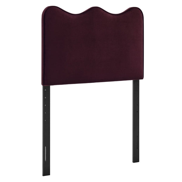 Modway Furniture Athena Scalloped Velvet Twin Headboard with Foam Padding for Modern Bedrooms Mulberry MOD-7288-MUL
