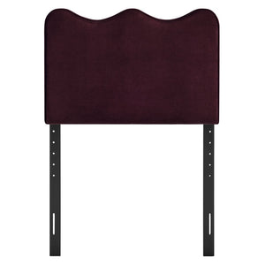 Modway Furniture Athena Scalloped Velvet Twin Headboard with Foam Padding for Modern Bedrooms Mulberry MOD-7288-MUL