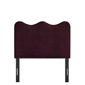Modway Furniture Athena Scalloped Velvet Twin Headboard with Foam Padding for Modern Bedrooms Mulberry MOD-7288-MUL