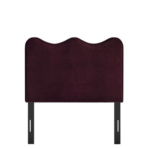 Modway Furniture Athena Scalloped Velvet Twin Headboard with Foam Padding for Modern Bedrooms Mulberry MOD-7288-MUL