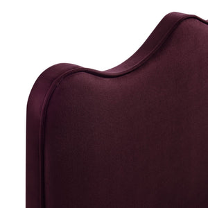 Modway Furniture Athena Scalloped Velvet Twin Headboard with Foam Padding for Modern Bedrooms Mulberry MOD-7288-MUL