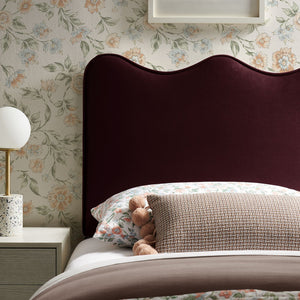 Modway Furniture Athena Scalloped Velvet Twin Headboard with Foam Padding for Modern Bedrooms Mulberry MOD-7288-MUL