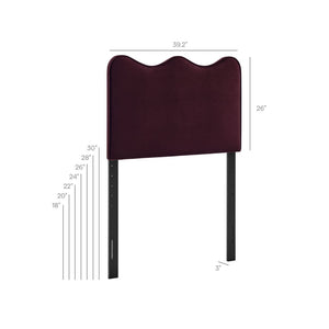 Modway Furniture Athena Scalloped Velvet Twin Headboard with Foam Padding for Modern Bedrooms Mulberry MOD-7288-MUL
