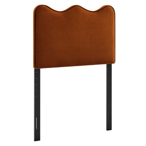 Modway Furniture Athena Scalloped Velvet Twin Headboard with Foam Padding for Modern Bedrooms Rust MOD-7288-RUS