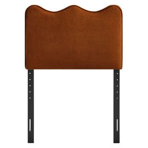 Modway Furniture Athena Scalloped Velvet Twin Headboard with Foam Padding for Modern Bedrooms Rust MOD-7288-RUS