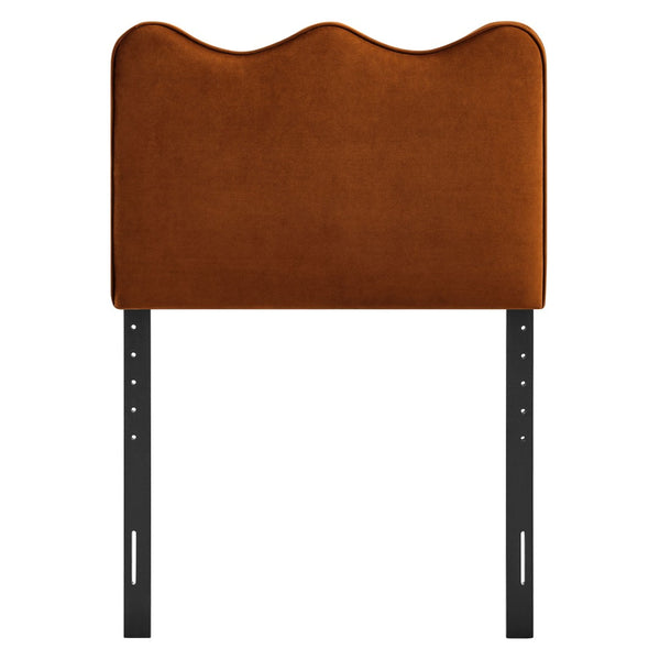 Modway Furniture Athena Scalloped Velvet Twin Headboard with Foam Padding for Modern Bedrooms Rust MOD-7288-RUS