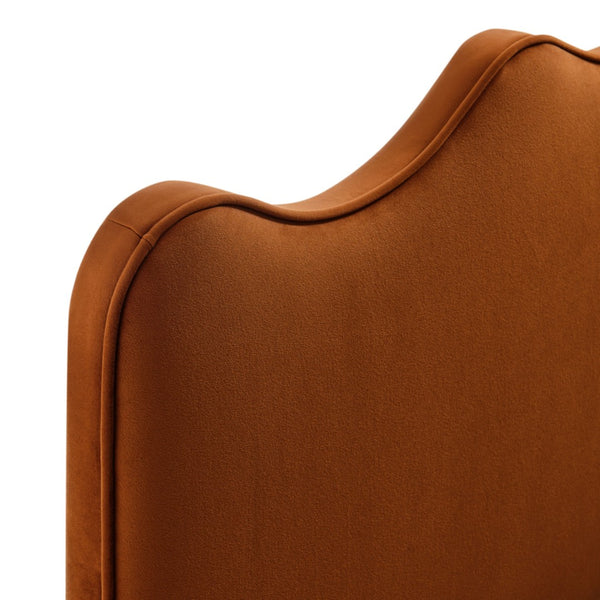 Modway Furniture Athena Scalloped Velvet Twin Headboard with Foam Padding for Modern Bedrooms Rust MOD-7288-RUS