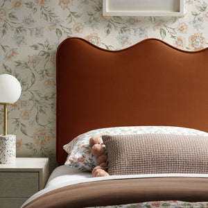 Modway Furniture Athena Scalloped Velvet Twin Headboard with Foam Padding for Modern Bedrooms Rust MOD-7288-RUS