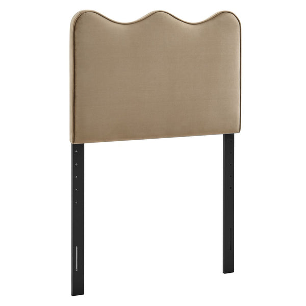 Modway Furniture Athena Scalloped Velvet Twin Headboard with Foam Padding for Modern Bedrooms Taupe MOD-7288-TAU