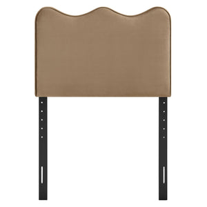 Modway Furniture Athena Scalloped Velvet Twin Headboard with Foam Padding for Modern Bedrooms Taupe MOD-7288-TAU