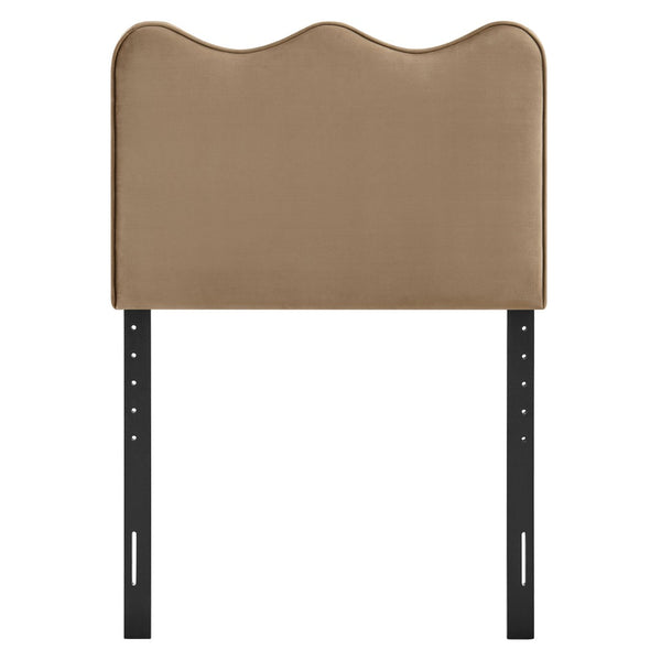Modway Furniture Athena Scalloped Velvet Twin Headboard with Foam Padding for Modern Bedrooms Taupe MOD-7288-TAU