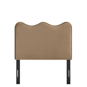 Modway Furniture Athena Scalloped Velvet Twin Headboard with Foam Padding for Modern Bedrooms Taupe MOD-7288-TAU