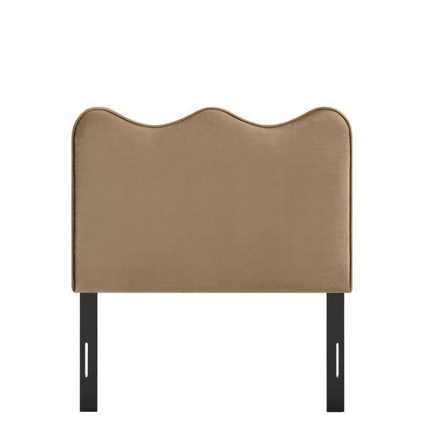 Modway Furniture Athena Scalloped Velvet Twin Headboard with Foam Padding for Modern Bedrooms Taupe MOD-7288-TAU