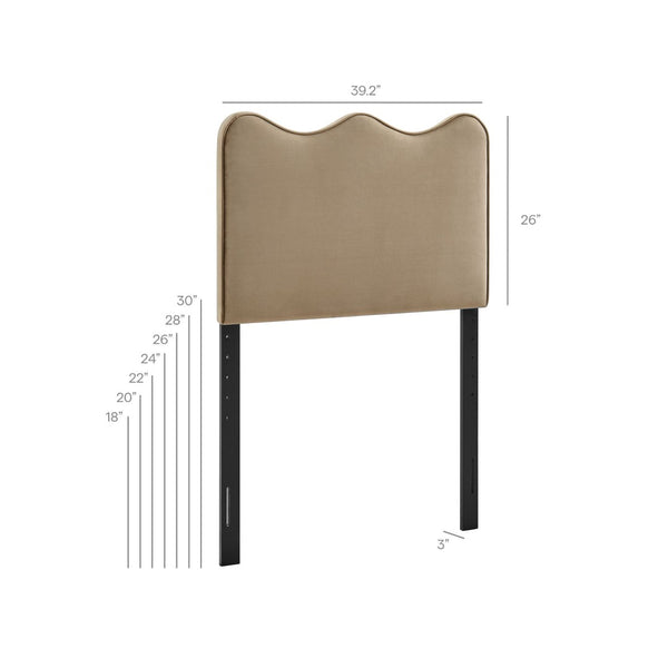 Modway Furniture Athena Scalloped Velvet Twin Headboard with Foam Padding for Modern Bedrooms Taupe MOD-7288-TAU