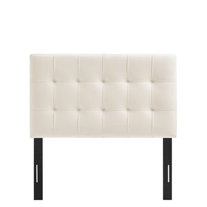 Modway Furniture Lily Modway Biscuit Tufted Performance Velvet Upholstered Headboard for Teen Bedrooms Alabaster MOD-7289-ALA