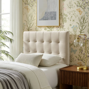 Modway Furniture Lily Modway Biscuit Tufted Performance Velvet Upholstered Headboard for Teen Bedrooms Alabaster MOD-7289-ALA