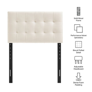 Modway Furniture Lily Modway Biscuit Tufted Performance Velvet Upholstered Headboard for Teen Bedrooms Alabaster MOD-7289-ALA