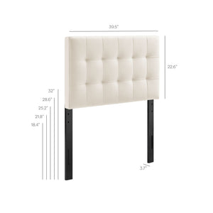 Modway Furniture Lily Modway Biscuit Tufted Performance Velvet Upholstered Headboard for Teen Bedrooms Alabaster MOD-7289-ALA