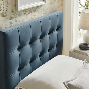 Modway Furniture Lily Modway Biscuit Tufted Performance Velvet Upholstered Headboard for Teen Bedrooms Cadet Blue MOD-7289-CAB
