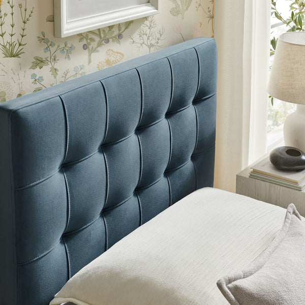 Modway Furniture Lily Modway Biscuit Tufted Performance Velvet Upholstered Headboard for Teen Bedrooms Cadet Blue MOD-7289-CAB