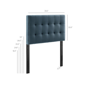 Modway Furniture Lily Modway Biscuit Tufted Performance Velvet Upholstered Headboard for Teen Bedrooms Cadet Blue MOD-7289-CAB