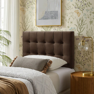 Modway Furniture Lily Modway Biscuit Tufted Performance Velvet Upholstered Headboard for Teen Bedrooms Chocolate Brown MOD-7289-CHB