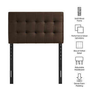 Modway Furniture Lily Modway Biscuit Tufted Performance Velvet Upholstered Headboard for Teen Bedrooms Chocolate Brown MOD-7289-CHB