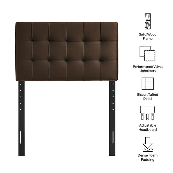 Modway Furniture Lily Modway Biscuit Tufted Performance Velvet Upholstered Headboard for Teen Bedrooms Chocolate Brown MOD-7289-CHB