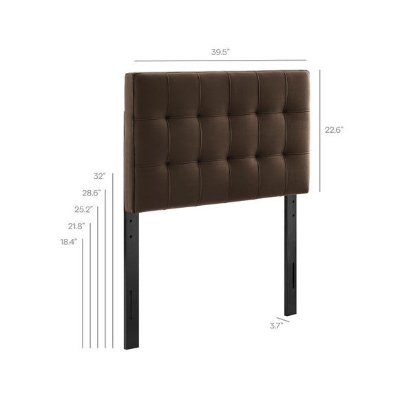 Modway Furniture Lily Modway Biscuit Tufted Performance Velvet Upholstered Headboard for Teen Bedrooms Chocolate Brown MOD-7289-CHB