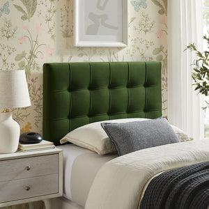 Modway Furniture Lily Modway Biscuit Tufted Performance Velvet Upholstered Headboard for Teen Bedrooms Moss Green MOD-7289-MOG