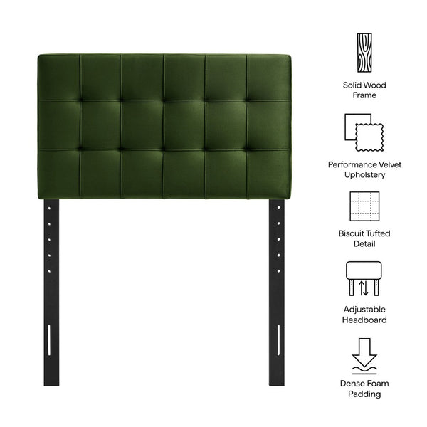 Modway Furniture Lily Modway Biscuit Tufted Performance Velvet Upholstered Headboard for Teen Bedrooms Moss Green MOD-7289-MOG
