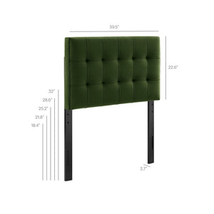 Modway Furniture Lily Modway Biscuit Tufted Performance Velvet Upholstered Headboard for Teen Bedrooms Moss Green MOD-7289-MOG