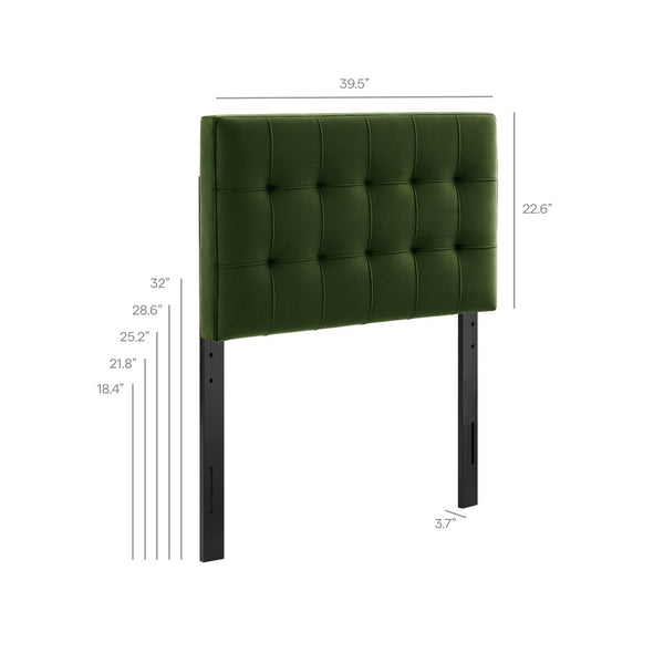 Modway Furniture Lily Modway Biscuit Tufted Performance Velvet Upholstered Headboard for Teen Bedrooms Moss Green MOD-7289-MOG